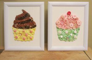 Cách làm tranh cupcake đẹp mắt bằng cúc áo